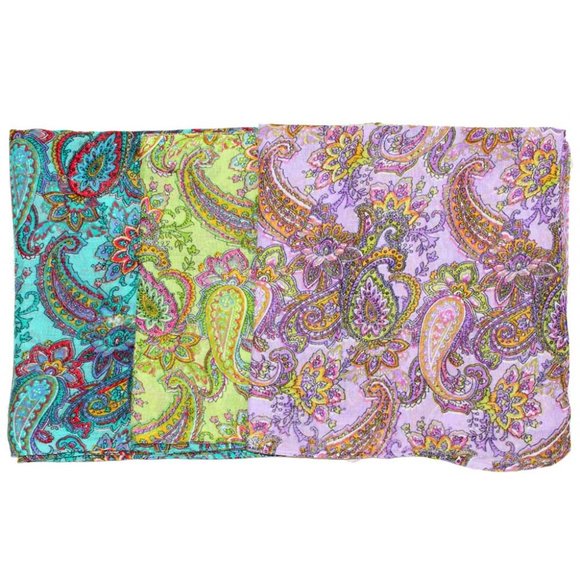 Vibrant Paisley Cotton Fabric Pattern Scarf - Picture 1 of 2